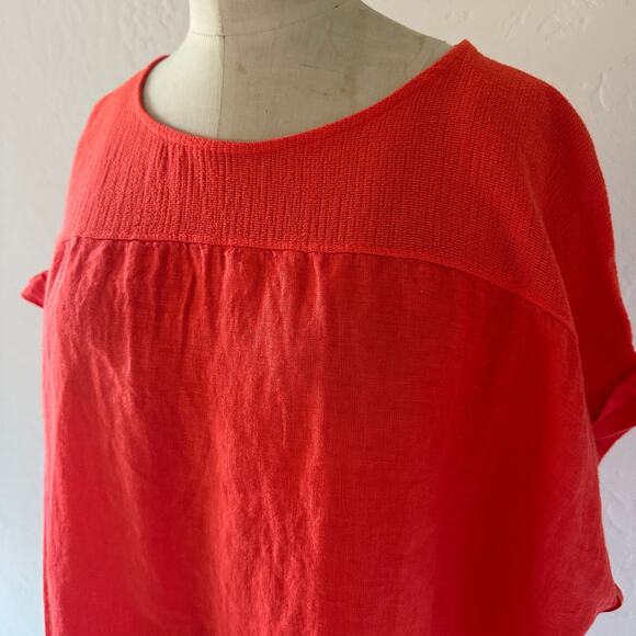 SAIPH LAB | Plus Size NEW Women's 3X Orange 100% Linen Tunic Top Made in Italy - Picture 6 of 12